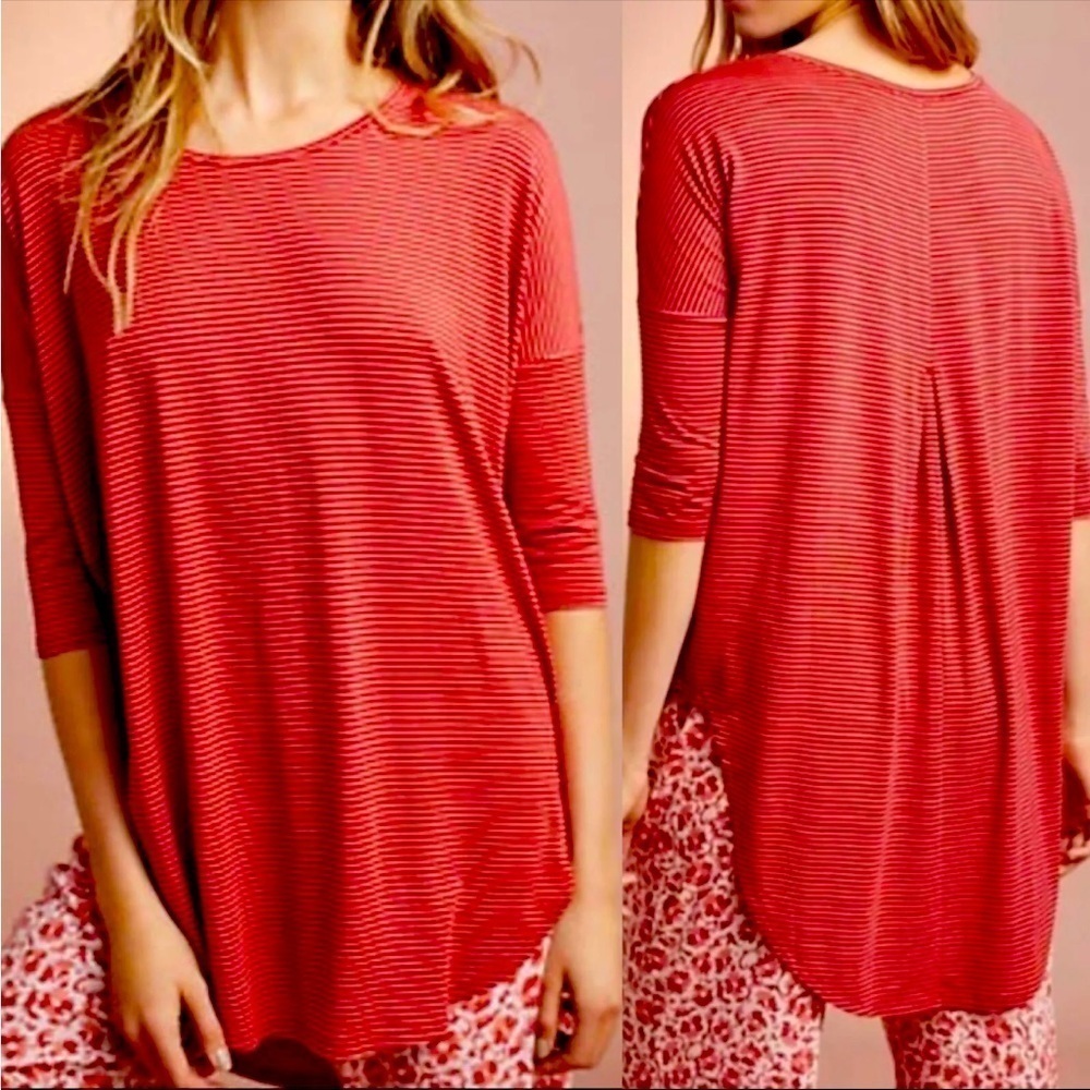 Floreat / Loved By Anthropologie Comfy Lounge Tunic Top Red & Pink Striped XS‎